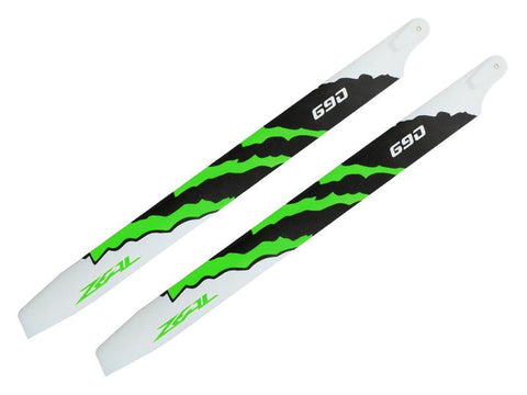ZEAL Energy Carbon Fiber Main Blades 690mm (Green)