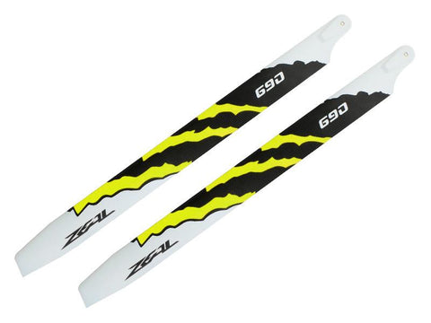 ZEAL Energy Carbon Fiber Main Blades 690mm (Neon Orange)